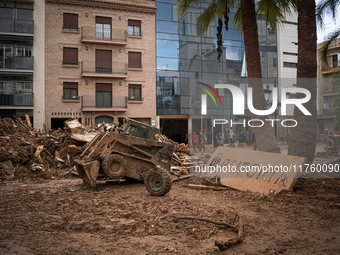 Consequences of flooding caused by the DANA occur in cities near Valencia, Spain, on November 7, 2024. (