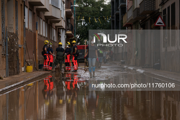 Consequences of flooding caused by the DANA occur in cities near Valencia, Spain, on November 7, 2024. 