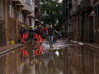 Consequences of flooding caused by the DANA occur in cities near Valencia, Spain, on November 7, 2024. (