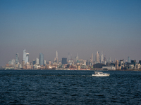 Smoke from New Jersey brush fires fills the sky in New York, U.S., on November 9, 2024. There are at least four active brush fires in New Je...