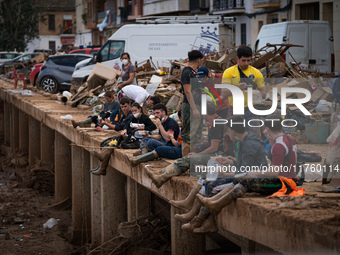 Consequences of flooding caused by the DANA occur in cities near Valencia, Spain, on November 7, 2024. (