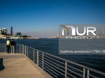 Smoke from New Jersey brush fires fills the sky in New York, U.S., on November 9, 2024. There are at least four active brush fires in New Je...