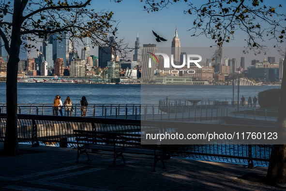 Smoke from New Jersey brush fires fills the sky in New York, U.S., on November 9, 2024. There are at least four active brush fires in New Je...