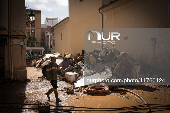 Consequences of flooding caused by the DANA occur in cities near Valencia, Spain, on November 7, 2024. 