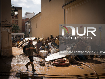 Consequences of flooding caused by the DANA occur in cities near Valencia, Spain, on November 7, 2024. (