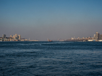 Smoke from New Jersey brush fires fills the sky in New York, U.S., on November 9, 2024. There are at least four active brush fires in New Je...