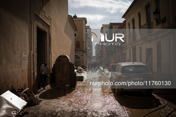 Consequences of flooding caused by the DANA occur in cities near Valencia, Spain, on November 7, 2024. 