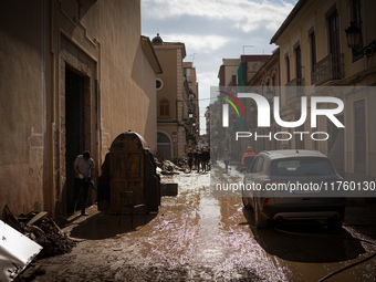 Consequences of flooding caused by the DANA occur in cities near Valencia, Spain, on November 7, 2024. (