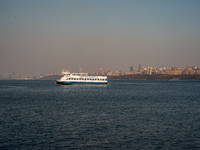 Smoke from New Jersey brush fires fills the sky in New York, U.S., on November 9, 2024. There are at least four active brush fires in New Je...