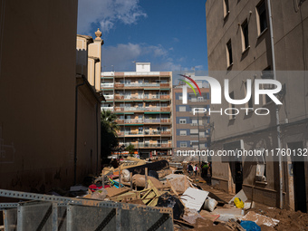 Consequences of flooding caused by the DANA occur in cities near Valencia, Spain, on November 7, 2024. (