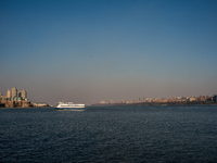 Smoke from New Jersey brush fires fills the sky in New York, U.S., on November 9, 2024. There are at least four active brush fires in New Je...