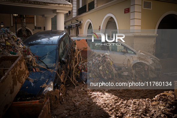 Consequences of flooding caused by the DANA occur in cities near Valencia, Spain, on November 7, 2024. 