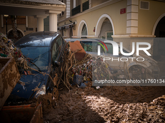 Consequences of flooding caused by the DANA occur in cities near Valencia, Spain, on November 7, 2024. (