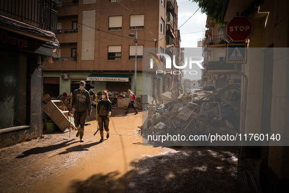 Consequences of flooding caused by the DANA occur in cities near Valencia, Spain, on November 7, 2024. 