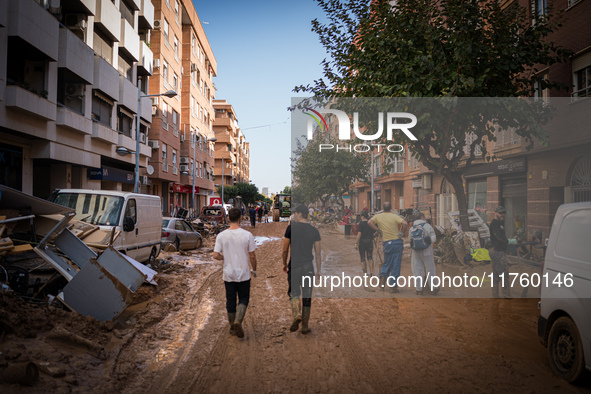 Consequences of flooding caused by the DANA occur in cities near Valencia, Spain, on November 7, 2024. 