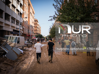 Consequences of flooding caused by the DANA occur in cities near Valencia, Spain, on November 7, 2024. (