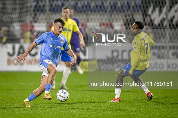 NEC forward Vito van Crooij and RKC forward Denilho Cleonise play during the match RKC vs. NEC at the Mandemakers Stadium for the 2024-2025...