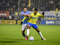 NEC forward Kento Shiogai and RKC midfielder Yassin Oukili play during the match between RKC and NEC at the Mandemakers Stadium in Waalwijk,...