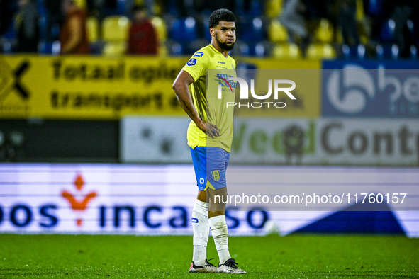 RKC defender Roshon van Eijma plays during the match between RKC and NEC at the Mandemakers Stadium in Waalwijk, Netherlands, on November 9,...