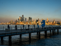 Smoke from New Jersey brush fires fills the sky in New York, U.S., on November 9, 2024. There are at least four active brush fires in New Je...