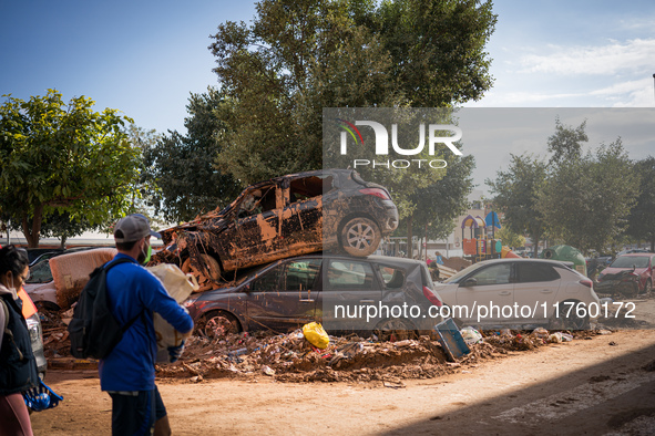 Consequences of flooding caused by the DANA occur in cities near Valencia, Spain, on November 7, 2024. 