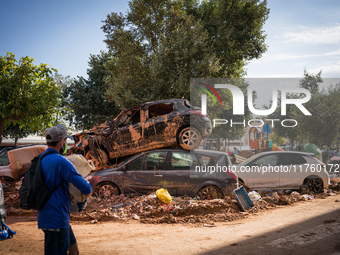 Consequences of flooding caused by the DANA occur in cities near Valencia, Spain, on November 7, 2024. (