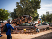 Consequences of flooding caused by the DANA occur in cities near Valencia, Spain, on November 7, 2024. (