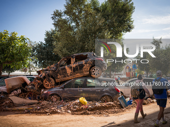 Consequences of flooding caused by the DANA occur in cities near Valencia, Spain, on November 7, 2024. (