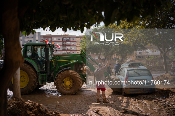 Consequences of flooding caused by the DANA occur in cities near Valencia, Spain, on November 7, 2024. 