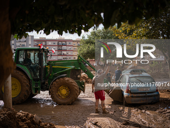 Consequences of flooding caused by the DANA occur in cities near Valencia, Spain, on November 7, 2024. (