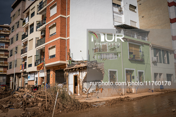 Consequences of flooding caused by the DANA occur in cities near Valencia, Spain, on November 7, 2024. 