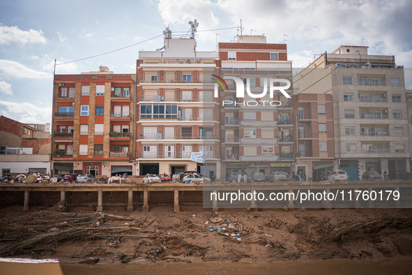 Consequences of flooding caused by the DANA occur in cities near Valencia, Spain, on November 7, 2024. 