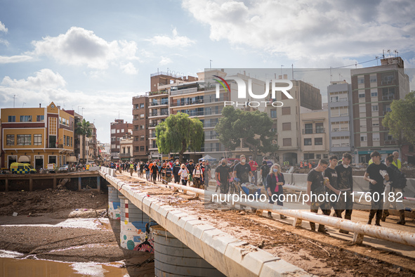 Consequences of flooding caused by the DANA occur in cities near Valencia, Spain, on November 7, 2024. 