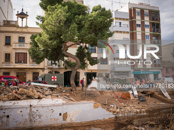 Consequences of flooding caused by the DANA occur in cities near Valencia, Spain, on November 7, 2024. (