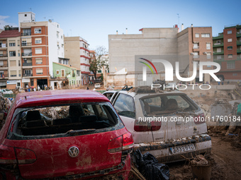 Consequences of flooding caused by the DANA occur in cities near Valencia, Spain, on November 7, 2024. (