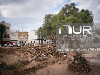 Consequences of flooding caused by the DANA occur in cities near Valencia, Spain, on November 7, 2024. (