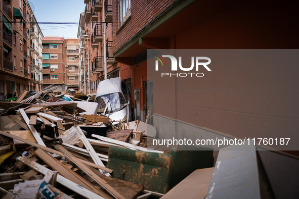 Consequences of flooding caused by the DANA occur in cities near Valencia, Spain, on November 7, 2024. 