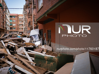 Consequences of flooding caused by the DANA occur in cities near Valencia, Spain, on November 7, 2024. (