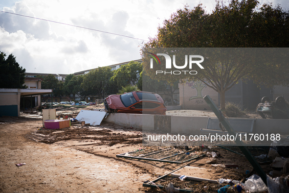 Consequences of flooding caused by the DANA occur in cities near Valencia, Spain, on November 7, 2024. 