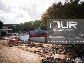 Consequences of flooding caused by the DANA occur in cities near Valencia, Spain, on November 7, 2024. (