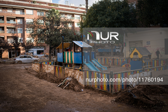 Consequences of flooding caused by the DANA occur in cities near Valencia, Spain, on November 7, 2024. 