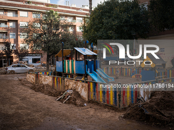 Consequences of flooding caused by the DANA occur in cities near Valencia, Spain, on November 7, 2024. (