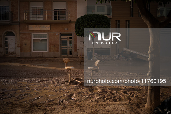 Consequences of flooding caused by the DANA occur in cities near Valencia, Spain, on November 7, 2024. 