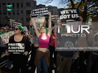 Hundreds demonstrate for reproductive rights outside The Heritage Foundation following election of Donald Trump as the next President of the...