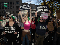 Hundreds demonstrate for reproductive rights outside The Heritage Foundation following election of Donald Trump as the next President of the...