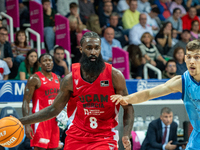 Howard Sant-Roos of UCAM Murcia is in action during the Liga Endesa 2024-2025 match between Morabanc Andorra and UCAM Murcia at Poliesportiu...