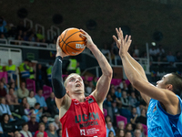 Ludde Hakanson of UCAM Murcia is in action during the Liga Endesa 2024-2025 match between Morabanc Andorra and UCAM Murcia at Poliesportiu d...