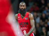 Howard Sant-Roos of UCAM Murcia is in action during the Liga Endesa 2024-2025 match between Morabanc Andorra and UCAM Murcia at Poliesportiu...