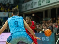 Dylan Ennis of UCAM Murcia is in action during the Liga Endesa 2024-2025 match between Morabanc Andorra and UCAM Murcia at Poliesportiu d'An...