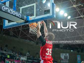 Simon Birgander of UCAM Murcia plays during the Liga Endesa 2024-2025 match between Morabanc Andorra and UCAM Murcia at Poliesportiu d'Andor...